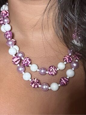 💗✨ Vintage Pink Beaded Adjustable Necklace ✨ 💗